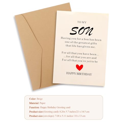 Qianyu Happy Birthday Geburtstagskarte Sohn Geschenk von Mama 14.5 x 21 cm Verpackt in Einer Schützenden Versandtasche Das Geschenk Card Gifts für Kinder Son Männer Qianyu Happy Birthday Geburtstagskarte Sohn Geschenk von Mama 14.5 x 21 cm Verpackt in Einer Schützenden Versandtasche Das Geschenk Card Gifts für Kinder Son Männer von Qianyu
