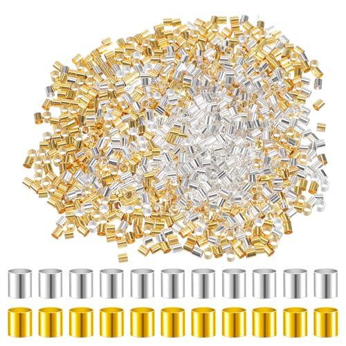 Qianyu Quetschperlen für die Schmuckherstellung, 2000 Stück, Messing, Quetschrohrperlen, lose Stopperenden, Abstandshalter für Ohrringe, Halsketten, Anhänger, DIY, Schmuck, Geschenkherstellung von Qianyu
