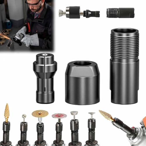 3/6 mm Winkelschleifer-Umwandlungszubehör, Gewindekonverter-Set für Winkelschleifer auf Geradschleifer, M10-Gewindeadapter-Konvertierungsset für Holzbearbeitung (3 mm) von Qianzc