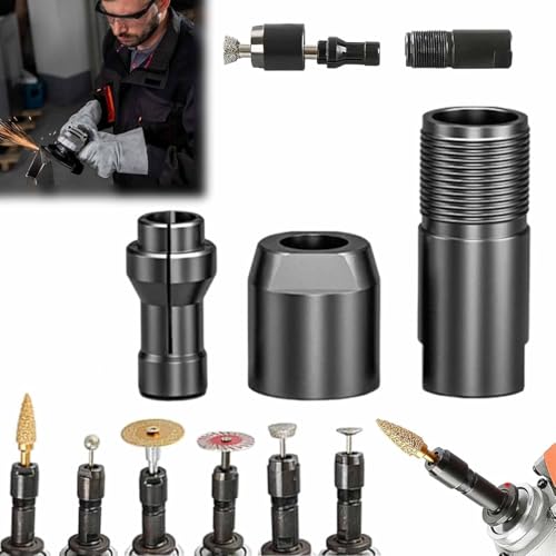3/6 mm Winkelschleifer-Umwandlungszubehör, Gewindekonverter-Set für Winkelschleifer auf Geradschleifer, M10-Gewindeadapter-Konvertierungsset für Holzbearbeitung (6 mm) von Qianzc