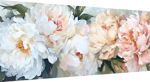 5D Diamond Painting Pfingstrose, DIY Diamant Painting Bilder Blume, Diamand Painting Erwachsene Groß xxl, Kinder Diamant kunst Set mit Diamond Painting Zubehör, Home Wand Décor 100x40cm von Qiaoqoo