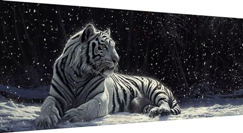 5D Diamond Painting Tier, DIY Diamant Painting Bilder Tiger, Diamand Painting Erwachsene Groß xxl, Kinder Diamant kunst Set mit Diamond Painting Zubehör, Home Wand Décor 100x40cm von Qiaoqoo