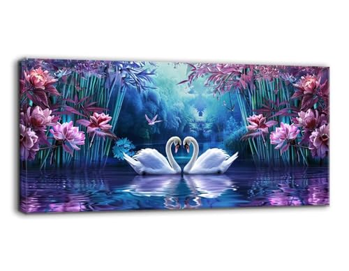Diamond Painting Groß XXL,50x100cm 5D Diamant Painting Bilder,Schwan Diamond Painting Erwachsene Set,DIY Bambuswald Diamant Kunst Malerei Stickerei Set für Wohnzimmer Schlafzimmer Wand Dekor T38 von Qiaoqoo
