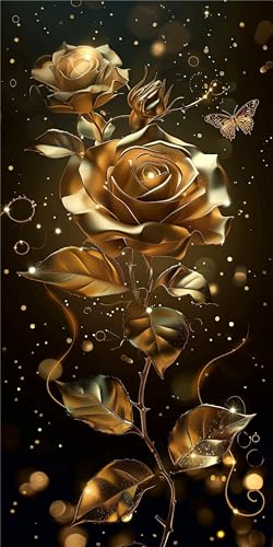Diamond Painting Groß XXL,60x120cm 5D Diamant Painting Bilder,Rose Diamond Painting Erwachsene Kinder Set,DIY Schmetterling Diamant Kunst Malerei Stickerei Set Wohnzimmer Schlafzimmer Wand Dekor A711 von Qiaoqoo