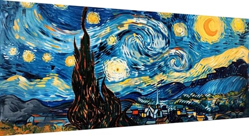 Van Gogh Diamond Art Painting Landschaft Diamond Painting Bilder Erwachsene Basteln Eckige Steine Strass Stickerei Kreuzstich Kunst Handwerk Diamant Malerei Set für Haus Wanddekoration 75x30cm von Qiaoqoo