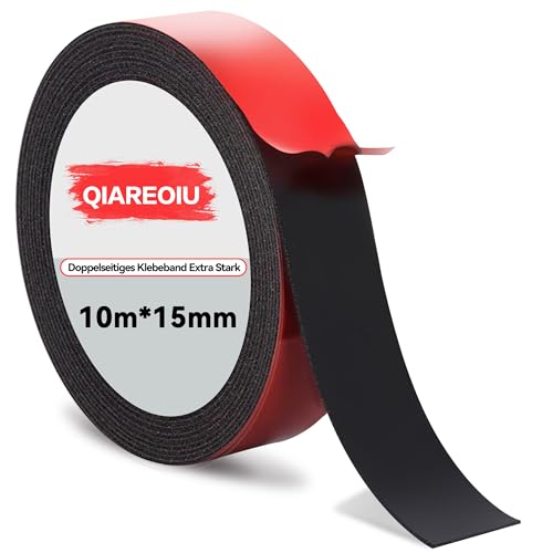 Qiareoiu Doppelseitiges Klebeband Extra Stark, 10m x 15mm Klebeband Doppelseitig Outdoor Wasserfest für Wand und Streifen, Auto, Bürodekor Qiareoiu Doppelseitiges Klebeband Extra Stark, 10m x 15mm Klebeband Doppelseitig Outdoor Wasserfest für Wand und Streifen, Auto, Bürodekor von Qiareoiu