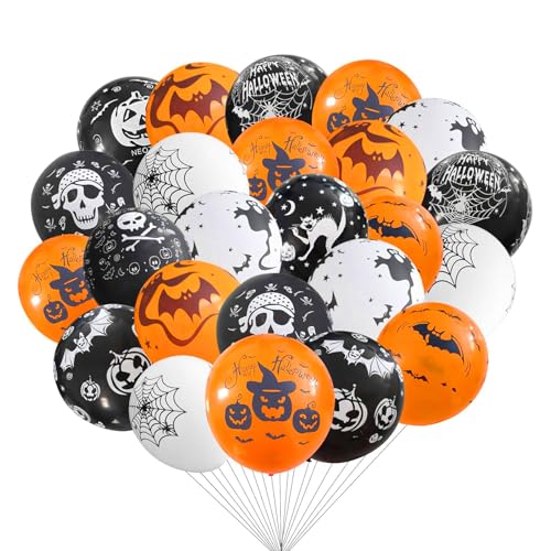 Qiblaou Ballons Helloween Outdoor 100 Stück Kinder Set Partyleistungform Halloween Dekoluftballons Innen, Halloween Latexballons, Horrorballons, Halloween-Party-Dekorationen von Qiblaou