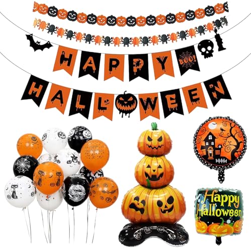 Qiblaou Ballons Helloween Outdoor 7 Stück Kinder Set Partyleistungform Halloween Dekoluftballons Innen, Halloween Latexballons, Horrorballons, Halloween-Party-Dekorationen von Qiblaou