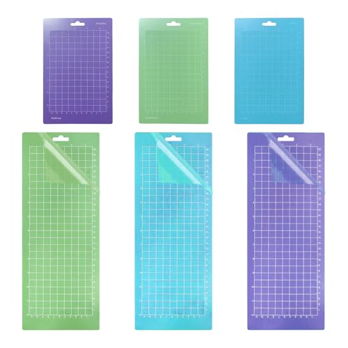 Qiblaou Schneidematten 6 Stück 4.5 × 12/4.5 × 6,5 Zoll Zubehör für Plotterfolie Klebrig, Leicht, Starker Griff, Selbstklebend Ersatzkleber Klebrige, Geeignet für Cricut Joy, Handnähen von Qiblaou