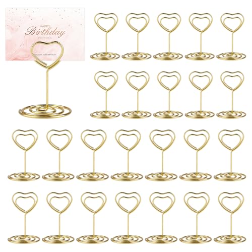 25 Stück Tischkartenhalter, Gold Menükartenhalter, Metall Kartenhalter Herz, Mini Fotohalter für Hochzeits Jahrestag, Abschlussfeier, Geburtstags Party Dekoration 25 Stück Tischkartenhalter, Gold Menükartenhalter, Metall Kartenhalter Herz, Mini Fotohalter für Hochzeits Jahrestag, Abschlussfeier, Geburtstags Party Dekoration von Qichan