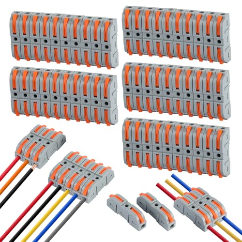 50 Stück Verbindungsklemmen, Kabelverbinder mit Betätigungshebel Bilateral Leiter, Kombinierbare Klemmen Elektro, Kabelklemmen Elektro, Kabel Verbindungsklemme für Kabel Verbinden 50 Stück Verbindungsklemmen, Kabelverbinder mit Betätigungshebel Bilateral Leiter, Kombinierbare Klemmen Elektro, Kabelklemmen Elektro, Kabel Verbindungsklemme für Kabel Verbinden von Qichan
