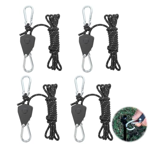 Qiciqinoone Ratchet Hanger, Einstellbare Ratchet Seil Zeltschnur mit Spanner Abspannseile mit Häkchen Outdoor Enthusiast Seil Geeignet Zeltleinenspanner für Campingzelte, Zimmerpflanzen, Zäune von Qiciqinoone