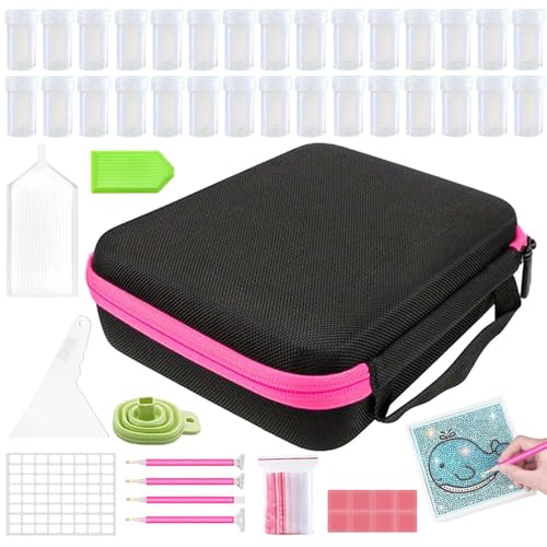 Qidures 5D Diamond Painting Zubehör Boxen Mit 30 Fächern, Diamond Painting Aufbewahrungsbox, Organizer Aufbewahrungskoffer Kits, Aufbewahrungsbox Für Diamant Painting Zubehör Box von Qidures