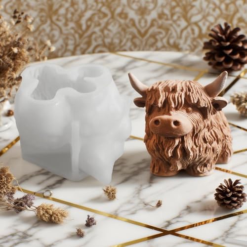Silikonformen Gießformen Hochlandrind, Süß Kuh Epoxidharz Silikonform Giessformen Silikon Basteln Deko Highland Cow Kerzenformen Silikon Für Baking Crafts Schokolade von Qidures