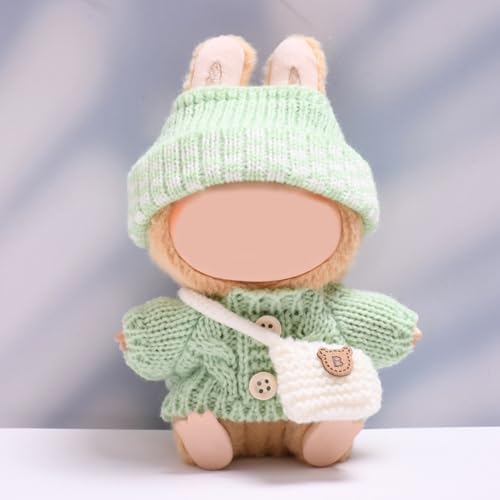 Puppen-Kleidung aus Plüsch, 17 cm, für Labubu, Puppenkleidung, Hut, für 17 cm, La Bubu Kleidung, Ersatzkleidung für Themenpartys und Fotoshootings (E) von Qiebenav