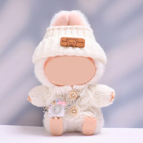 Puppen-Kleidung aus Plüsch, 17 cm, für Labubu, Puppenkleidung, Hut für 17 cm, La Bubu, Ersatzkleidung für Themenpartys und Fotoshootings (J) von Qiebenav