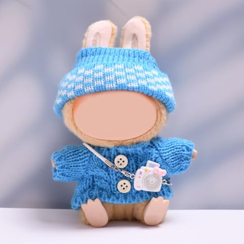 Puppen-Kleidung aus Plüsch, 17 cm, für Labubu, Puppenkleidung, Hut für 17 cm, La Bubu, Ersatzkleidung für Themenpartys und Fotoshootings (M) von Qiebenav