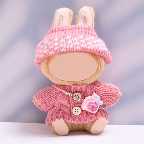 Puppen-Kleidung aus Plüsch, 17 cm, für Labubu, Puppenkleidung, Hut für 17 cm, La Bubu, Ersatzkleidung für Themenpartys und Fotoshootings (N) von Qiebenav