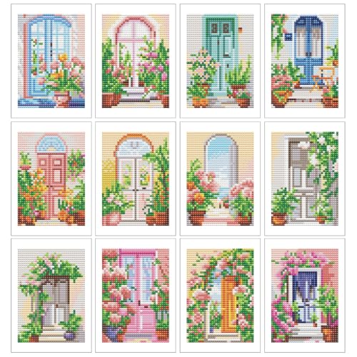 12 Stück Blume Mini Diamond Painting Bilder,Fenster Small Diamant Painting Erwachsene,Diamants Painting Erwachsene Für Home Wand Decor,Frauen Geschenk. (Fenster) von Qihensail