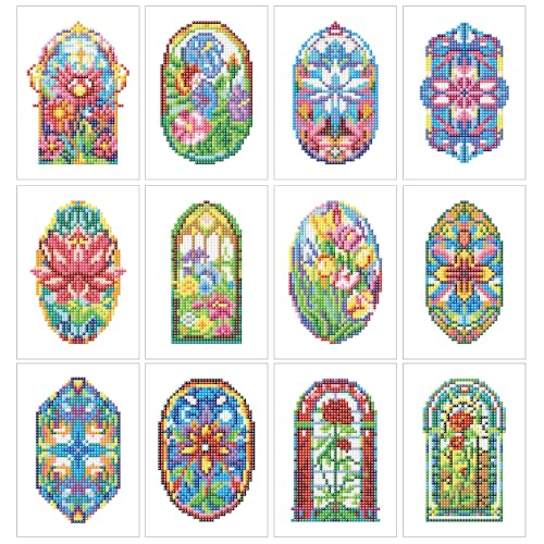 12 Stück Blume Mini Diamond Painting Bilder,Small Diamant Painting Erwachsene,Diamants Painting Erwachsene Für Home Wand Decor,Frauen Geschenk. (Blume-4) von Qihensail