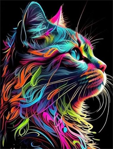 Katze Malen Nach Zahlen Erwachsene,Paint by Numbers Adult,Cheerful Painting,Diy Handgemalt Kreativ Bastelset für Geschenk Heimdekoration. (Katze) von Qihensail
