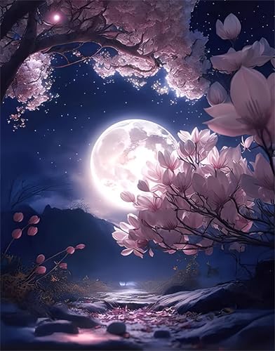 Landschaft Malen Nach Zahlen Erwachsene,Mond Paint by Numbers Adult,Cheerful Painting,Diy Handgemalt Kreativ Bastelset für Geschenk Heimdekoration. (Mond) von Qihensail