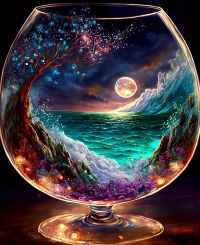 Mond Malen Nach Zahlen Erwachsene,Paint by Numbers Adult,Cheerful Painting,Diy Handgemalt Kreativ Bastelset für Geschenk Heimdekoration. (Mond) von Qihensail