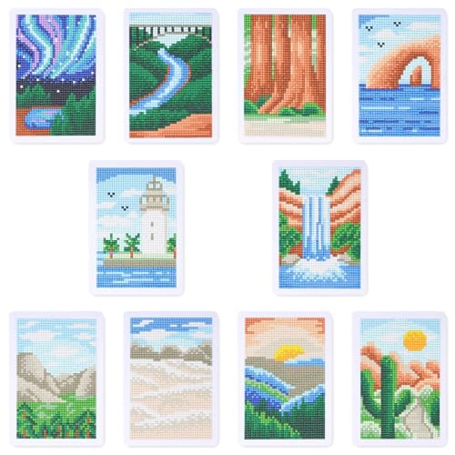 Qihensail 10 Stück Scenery Mini Diamond Painting Bilder,Landschaft Small Diamant Painting Erwachsene,Diamants Painting Erwachsene Für Home Wand Decor,Frauen Geschenk. (Scenery) von Qihensail