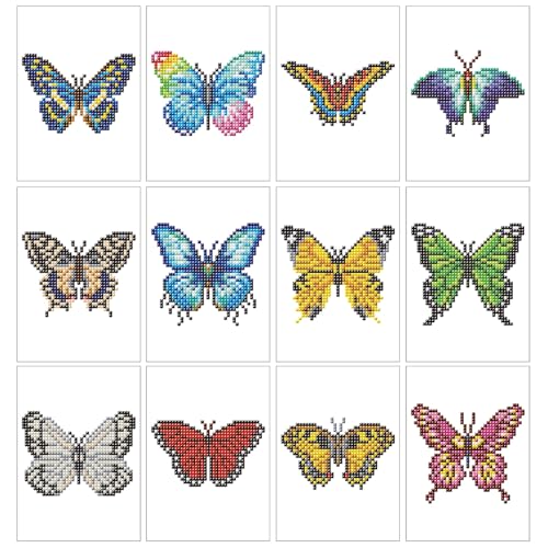 Qihensail 12 Stück Schmetterling Mini Diamond Painting Bilder,Insekts Small Diamant Painting Erwachsene,Diamants Painting Erwachsene Für Home Wand Decor,Frauen Geschenk. von Qihensail