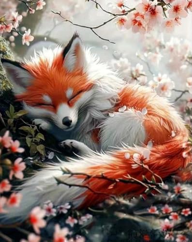 Qihensail Malen nach Zahlen für Erwachsene, Malen nach Zahlen, Leinwand, zum Selbermachen, einfaches fröhliches Malen für Anfänger, Wanddekoration, Geschenke (Fuchs) von Qihensail