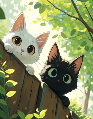 Qihensail Malen nach Zahlen für Erwachsene, Malen nach Zahlen, Leinwand, zum Selbermachen, einfaches fröhliches Malen für Anfänger, Wanddekoration, Geschenke (Katze) von Qihensail