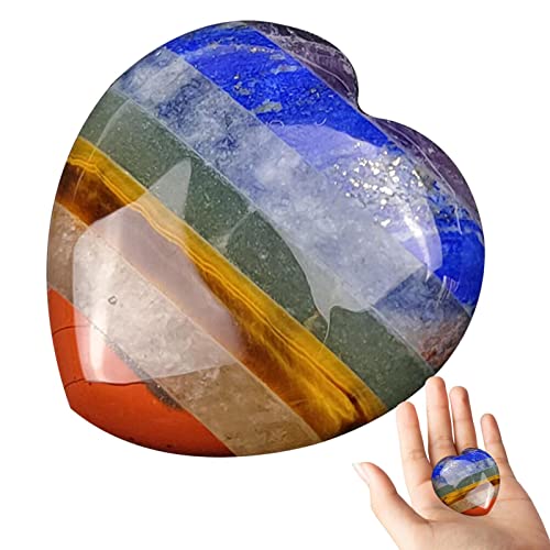 Qihuyi Steinherzen | Natürliche Bunte herzförmige Felsen,1,18 Zoll Liebeskristall Patchwork Herz Amethyst Lapislazuli Blauer Punkt Jade Grün Dongling Tigerauge Stein Topas Roter Jaspis von Qihuyi