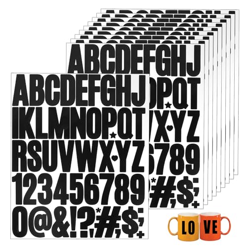 10 Blatt Buchstaben Aufkleber，490 Stück buchstaben sticker，Klebebuchstaben für Scrapbooking, Grußkarten, Briefkästen, Beschriftung von Gegenständen, DIY Dekoration(Schwarz) von Qiimenguer