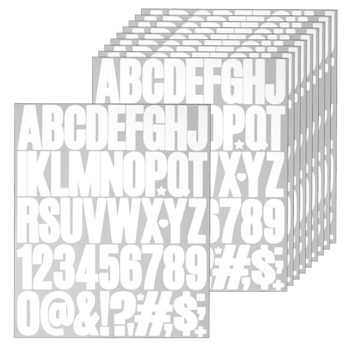 10 Blatt Buchstaben Aufkleber，490 Stück buchstaben sticker，Klebebuchstaben für Scrapbooking, Grußkarten, Briefkästen, Beschriftung von Gegenständen, DIY Dekoration(weiß) von Qiimenguer