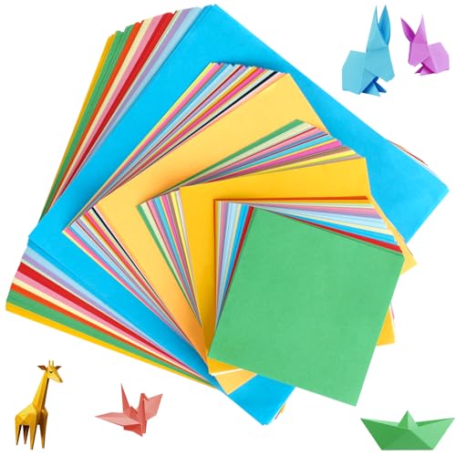 400 Blatt Origami Papier，70 g/m² Bastelpapier Bunt，20cm*20cm，Doppelseitiges Guadratisches Origamipapier für Schulbasteleien, DIY-Projekte, Origami im Klassenzimmer (20 Farben) von Qiimenguer