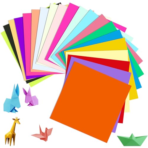 400 Blatt Origami Papier，70 g/m² Bastelpapier Bunt，20cm*20cm，Doppelseitiges Guadratisches Origamipapier für Schulbasteleien, DIY-Projekte, Origami im Klassenzimmer (20 Farben，B) von Qiimenguer