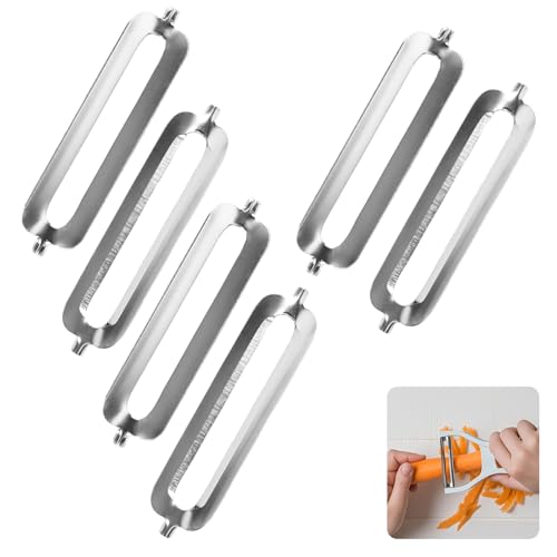 6 Stück Edelstahl-Ersatzklingen für Sparschäler Tupper, Ersatzteile für Tupperware Schäler, Scharfe Kartoffelschäler-Ersatzteile, Schälklingen für Spargel, Tomaten, Karotten und Obst(A) von Qiimenguer