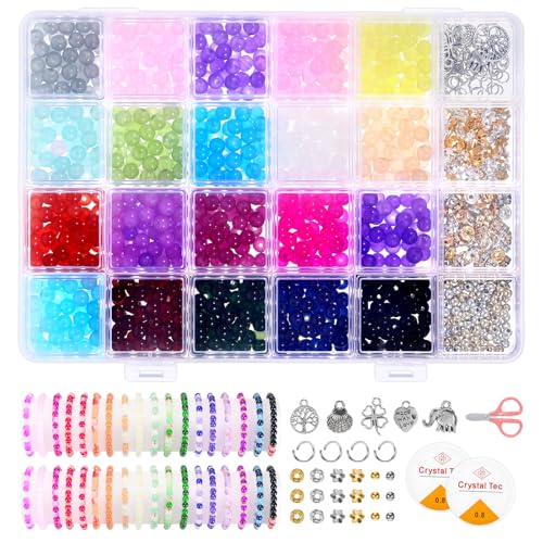 Qiimenguer 1258 Stück Perlen für Armbänder，6mm glasperlen set armband set selber machen, handgemachtes DIY-Perlenarmband, Geschenk für Freunde, Familie (20 Farben) von Qiimenguer