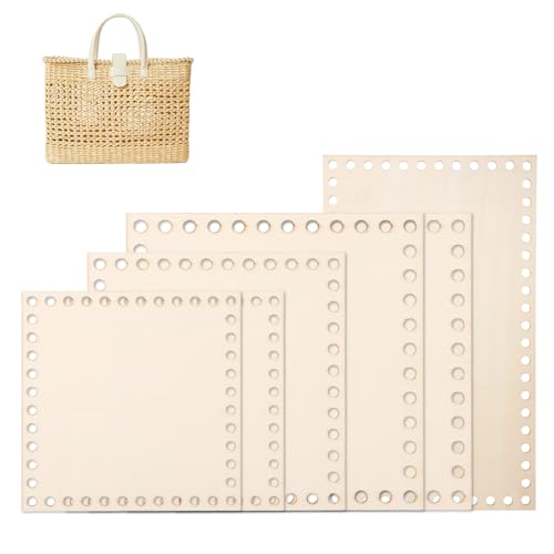 Qiimenguer 6 Stück Korbboden zum Häkeln Solide und Langlebig，Holzboden für Häkelkorb, Kann für das Stricken Handtasche Böden, Lagerung Körbe Verwendet Werden (Quadratisch) von Qiimenguer