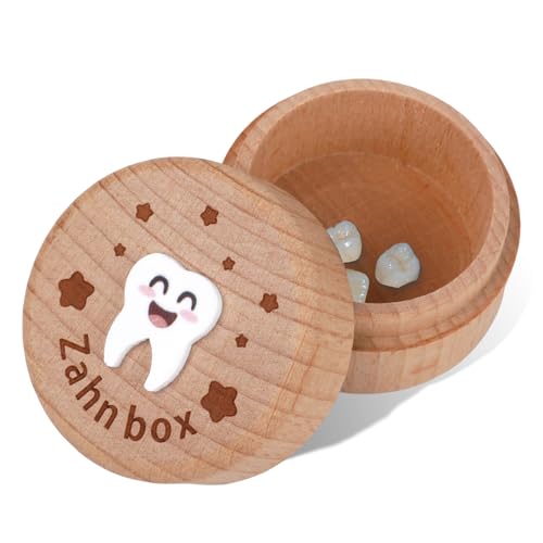 Qiimenguer Zahndose Milchzähne Jungen, Gedruckt Cartoon Design Milchzahndose, Geeignet für Geburtstagsgeschenke für Jungen und Mädchen, Geschenke für Schwangere MütterMilchzahndose（1） von Qiimenguer