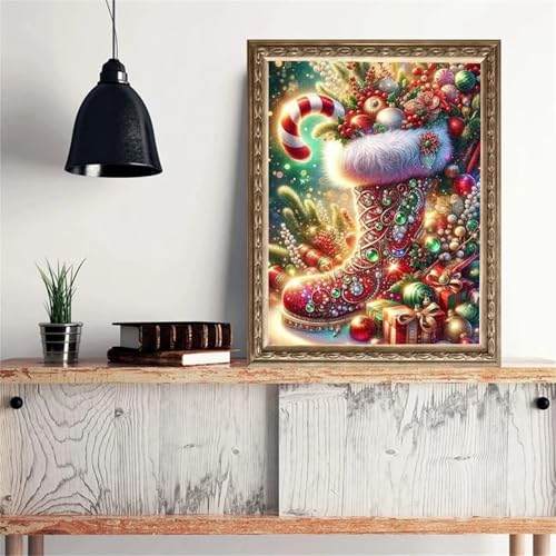 Diamant Painting Bilder für Erwachsene,5D Weihnachtsstiefel Süßigkeiten Diamond Painting Kits,DIY Round Full Drill Kristall Strass Stickerei Diamant Kunst Kits für Zuhause Wanddekorationen 40x50 cm Diamant Painting Bilder für Erwachsene,5D Weihnachtsstiefel Süßigkeiten Diamond Painting Kits,DIY Round Full Drill Kristall Strass Stickerei Diamant Kunst Kits für Zuhause Wanddekorationen 40x50 cm von Qijinn