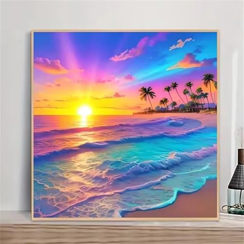 Diamant Painting Bilder für Erwachsene Anfänger,5D Farbenfroher Sonnenuntergangsstrand Diamond Painting Set,DIY Vierkant Diamant Kunst Kits Vollbohrer Kreuzstich Malerei für Home Wand Dekor 105x105cm Diamant Painting Bilder für Erwachsene Anfänger,5D Farbenfroher Sonnenuntergangsstrand Diamond Painting Set,DIY Vierkant Diamant Kunst Kits Vollbohrer Kreuzstich Malerei für Home Wand Dekor 105x105cm von Qijinn