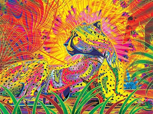 Malen Nach Zahlen Abstraktes Leopardentier,mit Pinseln und Acrylfarben Handgemalt Ölgemälde Leinwand malen nach zahlen Erwachsene mit Rahmen DIY Paint by Numbers für Home Decor 60x75 cm von Qijinn
