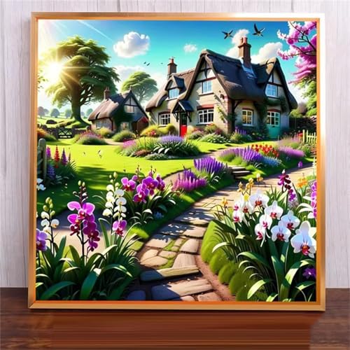 Malen Nach Zahlen Erwachsene,DIY Frühlingslandschaftshäuser Ölgemälde-Kits auf Leinwand mit Pinseln und Acrylpigment,Handgemalt Paint by numbers für Wohnzimmer, Büro Dekoration,mit Rahmen 40x40cm Malen Nach Zahlen Erwachsene,DIY Frühlingslandschaftshäuser Ölgemälde-Kits auf Leinwand mit Pinseln und Acrylpigment,Handgemalt Paint by numbers für Wohnzimmer, Büro Dekoration,mit Rahmen 40x40cm von Qijinn