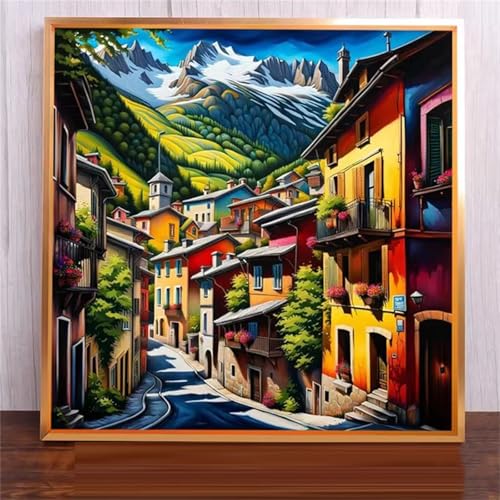 Malen Nach Zahlen Erwachsene,DIY Kleinstadtstraße Ölgemälde-Kits auf Leinwand mit Pinseln und Acrylpigment,Handgemalt Ölgemälde Paint by numbers für Wohnzimmer, Büro Dekoration,mit Rahmen 70x70cm Malen Nach Zahlen Erwachsene,DIY Kleinstadtstraße Ölgemälde-Kits auf Leinwand mit Pinseln und Acrylpigment,Handgemalt Ölgemälde Paint by numbers für Wohnzimmer, Büro Dekoration,mit Rahmen 70x70cm von Qijinn