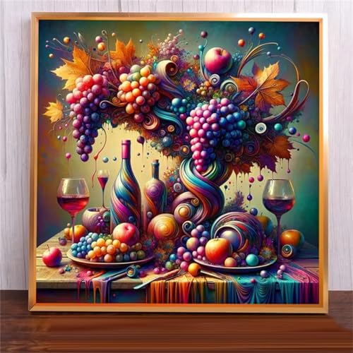 Malen Nach Zahlen Erwachsene,DIY Traubenfruchtwein Ölgemälde-Kits auf Leinwand mit Pinseln und Acrylpigment,Handgemalt Ölgemälde Paint by numbers für Wohnzimmer, Büro Dekoration,mit Rahmen 40x40cm Malen Nach Zahlen Erwachsene,DIY Traubenfruchtwein Ölgemälde-Kits auf Leinwand mit Pinseln und Acrylpigment,Handgemalt Ölgemälde Paint by numbers für Wohnzimmer, Büro Dekoration,mit Rahmen 40x40cm von Qijinn