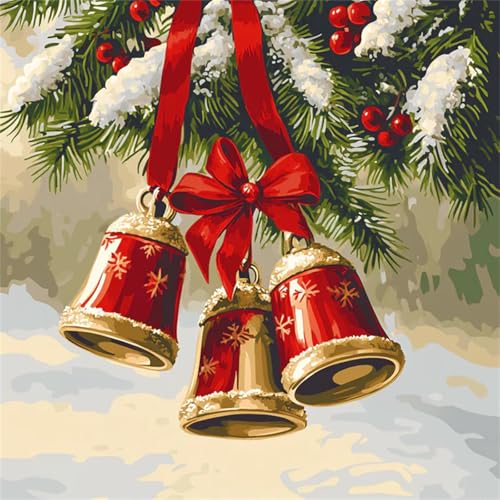 Malen Nach Zahlen Erwachsene,DIY Weihnachtsglocken Ölgemälde-Kits auf Leinwand mit Pinseln und Acrylpigment,Handgemalt Ölgemälde Paint by numbers für Wohnzimmer, Büro Dekoration,mit Rahmen 70x70cm Malen Nach Zahlen Erwachsene,DIY Weihnachtsglocken Ölgemälde-Kits auf Leinwand mit Pinseln und Acrylpigment,Handgemalt Ölgemälde Paint by numbers für Wohnzimmer, Büro Dekoration,mit Rahmen 70x70cm von Qijinn