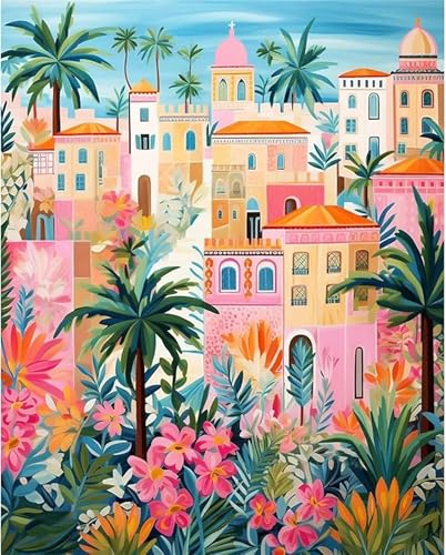 Qijinn Diamant Painting Bilder für Erwachsene,5D Cartoon-Dorf Diamond Painting Kits,DIY Square Full Drill Kristall Strass Stickerei Diamant Kunst Kits für Zuhause Wanddekorationen 100x130 cm von Qijinn