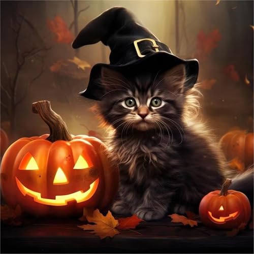 Qijinn Diamant Painting Bilder für Erwachsene Anfänger,5D Kürbiskatze Halloween Diamond Painting Set,DIY Vierkant Diamant Kunst Kits Vollbohrer Kreuzstich Malerei für Home Wand Dekor 105x105cm Qijinn Diamant Painting Bilder für Erwachsene Anfänger,5D Kürbiskatze Halloween Diamond Painting Set,DIY Vierkant Diamant Kunst Kits Vollbohrer Kreuzstich Malerei für Home Wand Dekor 105x105cm von Qijinn
