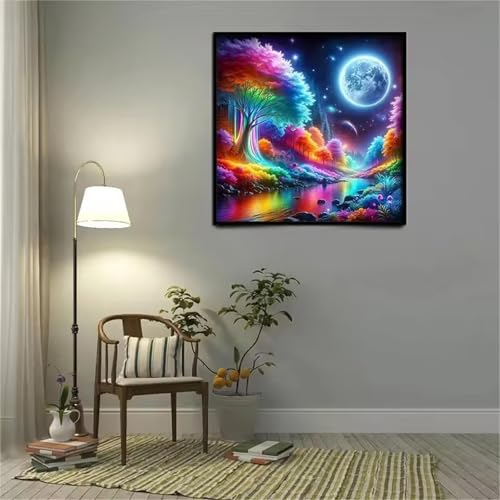 Qijinn Diamant Painting Bilder für Erwachsene Anfänger,5D Regenbogen Baum Mond Diamond Painting Set,DIY Vierkant Diamant Kunst Kits Vollbohrer Kreuzstich Malerei für Home Wand Dekor 105x105cm Qijinn Diamant Painting Bilder für Erwachsene Anfänger,5D Regenbogen Baum Mond Diamond Painting Set,DIY Vierkant Diamant Kunst Kits Vollbohrer Kreuzstich Malerei für Home Wand Dekor 105x105cm von Qijinn